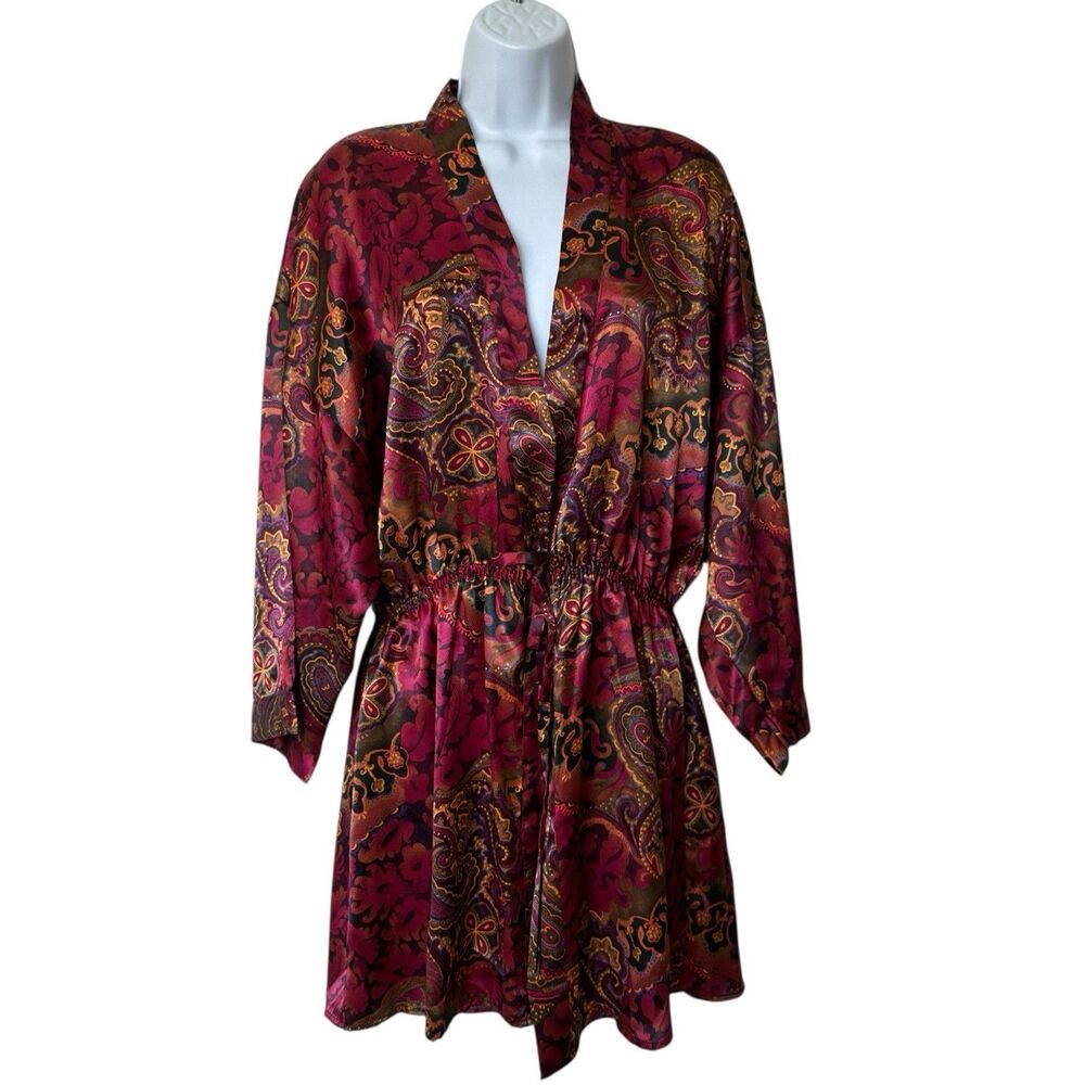 Vintage Victoria’s Secret Robe Floral Satin Y2K Lingerie Glam Coquette M/L